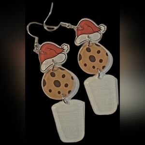 Santa Hat Cookie and Milk Earrings